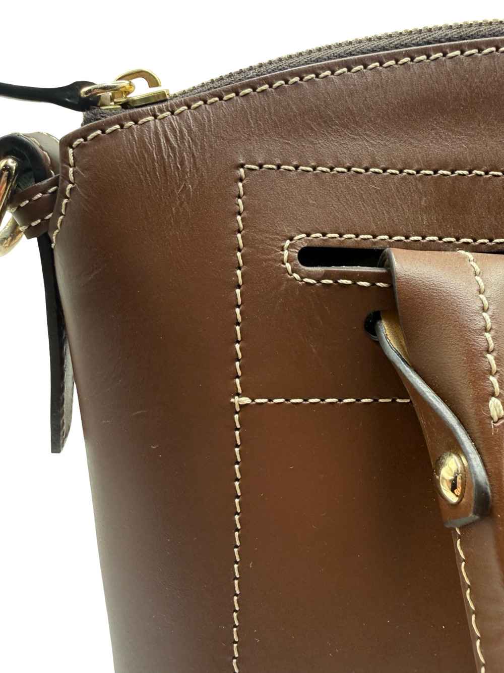Authentic Dooney & Bourke Brown Leather Satchel Handbag with Detachable Shoulder - Picture 13 of 15